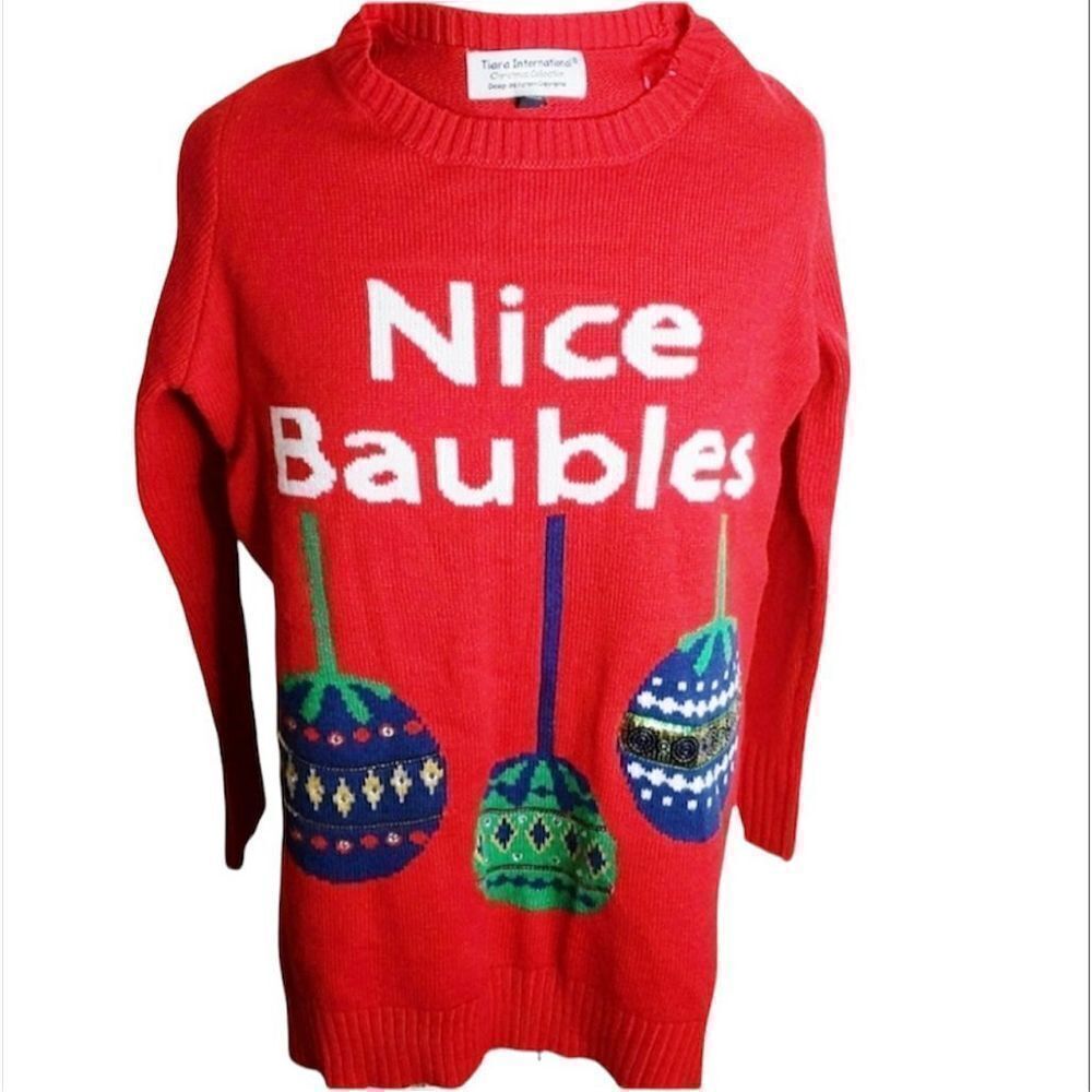 Vintage Y2K Nice Baubles Ugly Christmas Sweater